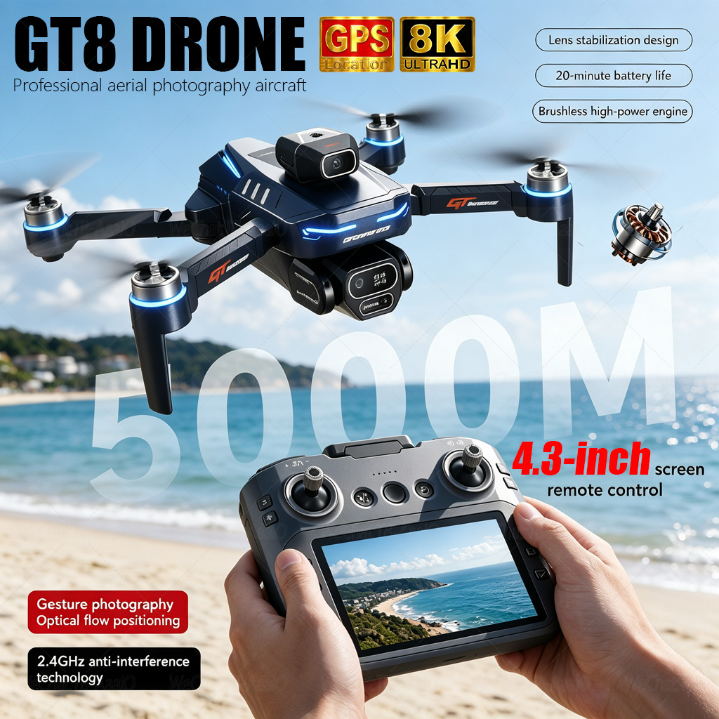 NEW GT8 HD RC 드론 4K 전문가용 듀얼 카메 - Drone Video Production 리뷰 및 가격